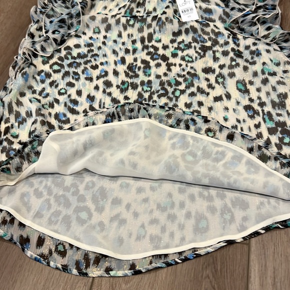 LOFT Sparkly Fluttery Sleeves Women's Leopard Print Top - Black and White XS - Picture 10 of 14